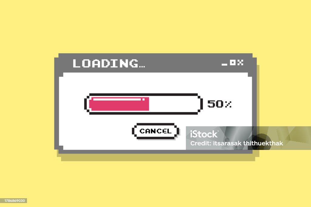 Data Loading Window With A Progress Indicator On A Yellow Background ...