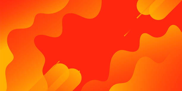 moderner flüssiger hintergrund mit orangefarbener verlaufskurve und geometrischem formelementdesign - red background grafiken stock-grafiken, -clipart, -cartoons und -symbole