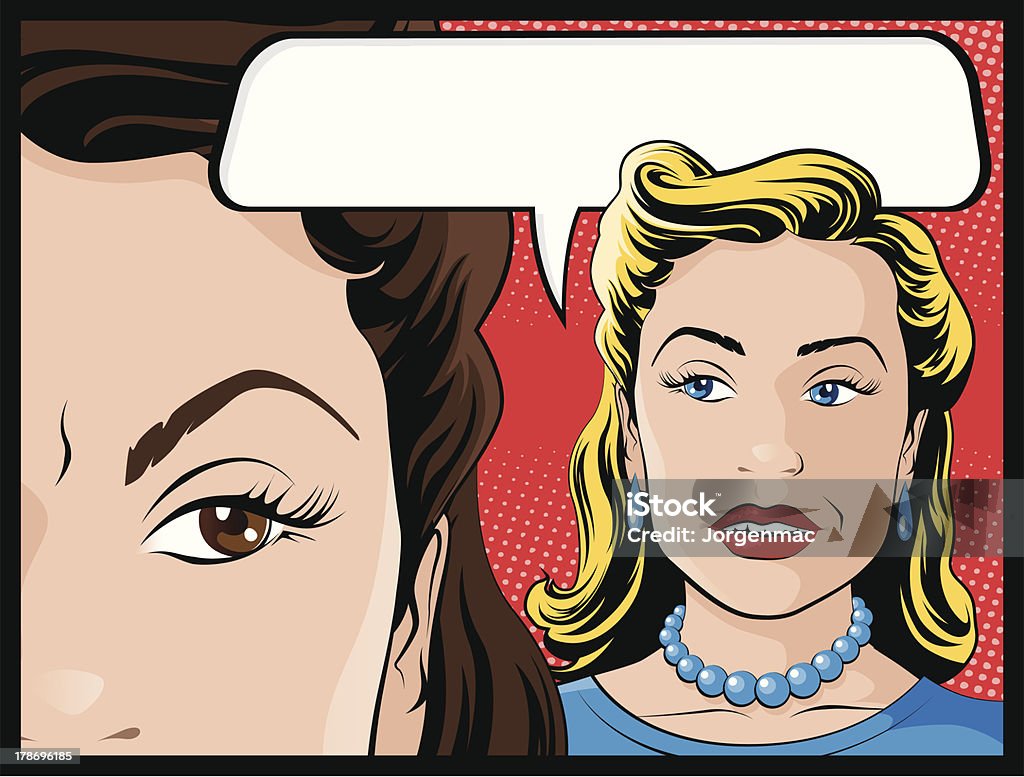 Estilo cómic Gossiping mujeres - arte vectorial de 1950-1959 libre de derechos