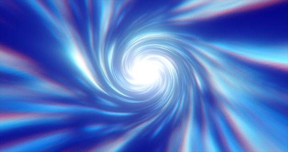 Abstract energy blue tunnel twisted swirl of cosmic hyperspace magical bright glowing futuristic hi-tech with blur and speed effect background.