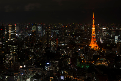Tokyo skyline at night as seen from Roppongi Hills.