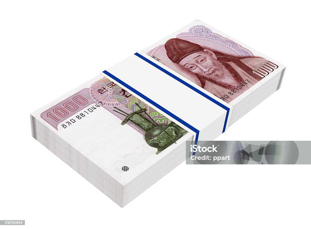 Pilha de 1000 won bills - Royalty-free Pilha - Arranjo Foto de stock