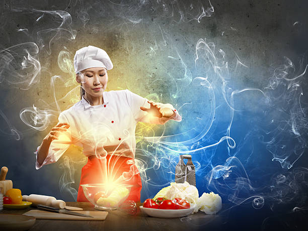 istock Asian female cooking with magic 178704864