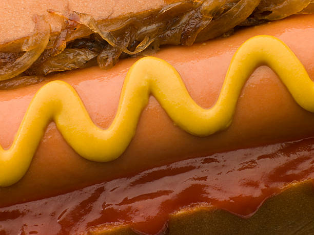 istock Hot Dog with Fried Onions mustard and Tomato Ketchup 178704972