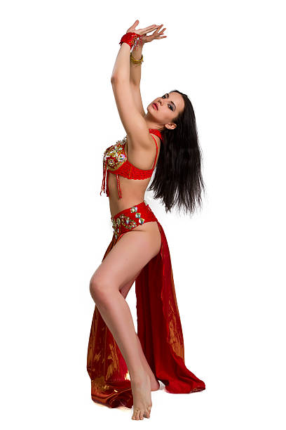 Uyghur dancer wearing a red dress, beautiful woman, portrait,
