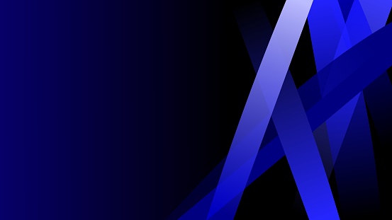 Irregular blue geometric shapes glowing in the dark background