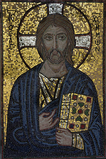 istock Mosaic of Jesus Christ with bibel 178705593