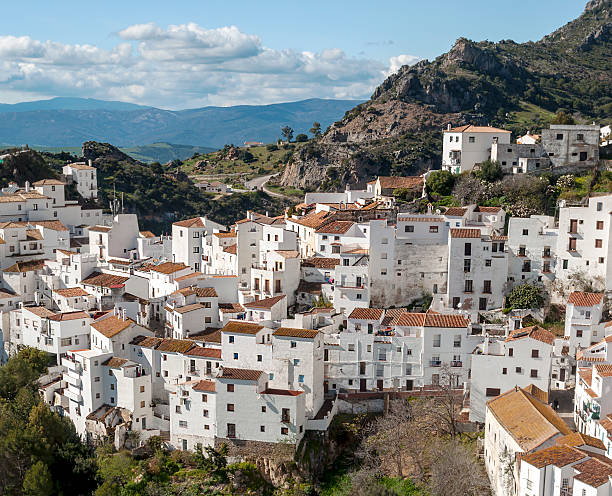 Casares village White village called casares located in the Spanish province of Malaga is surrounded by mountains, see the town from a viewpoint in the one side you can see the church and the castle casares photos stock pictures, royalty-free photos & images