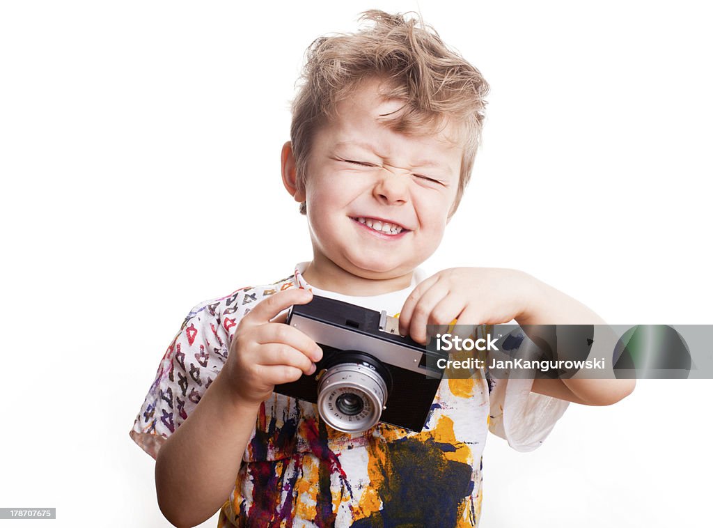 Crazy joven fotógrafo - Foto de stock de Fotógrafo libre de derechos