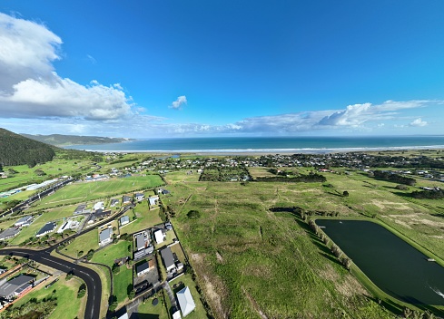 Ahipara town in North Island, New Zealand