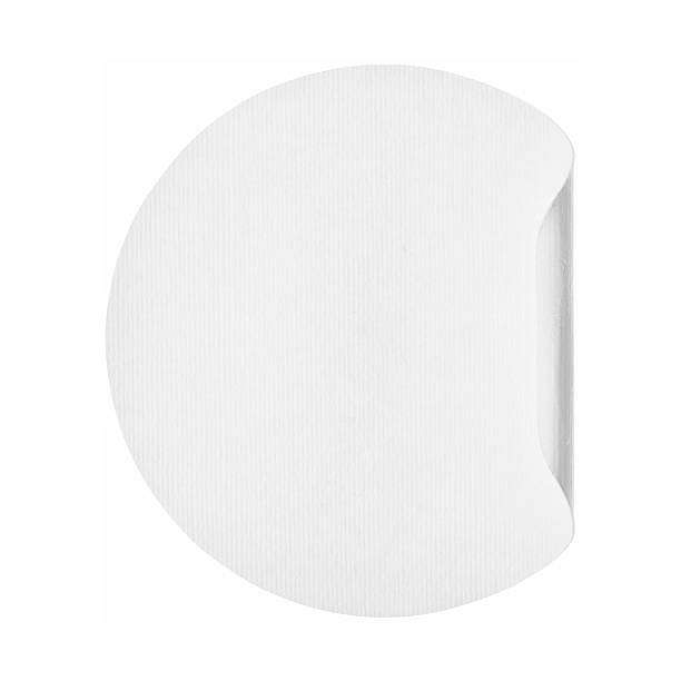 A blank round white sticker on a white background stock photo
