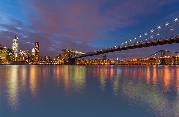 Brooklyn Bridge landscape, New York City stock photo