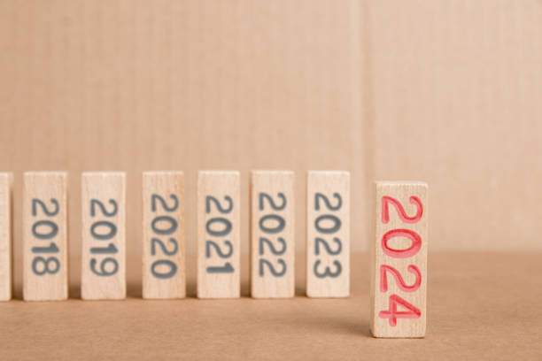 istock Wooden Blocks with New Year 2024 1787099539