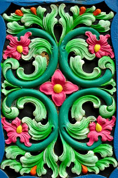 istock Red, green and blue floral design 178710076