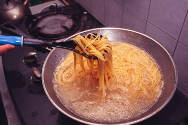 istock Pasta is cooked in boiling water in a pan. 1787101622