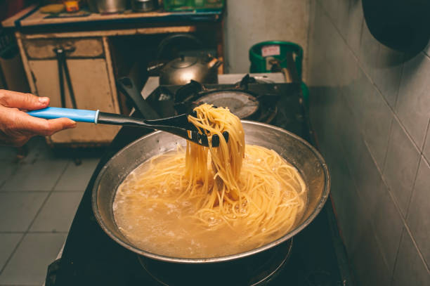 istock Pasta is cooked in boiling water in a pan. 1787101626