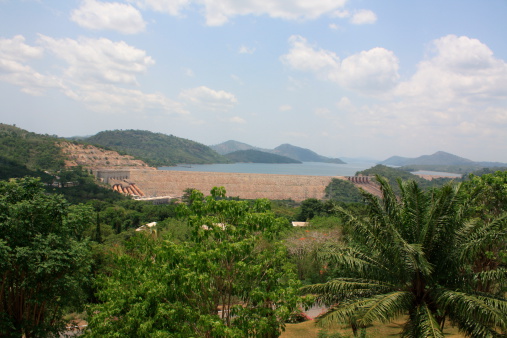 The Akosombo Dam is a hydroelectric dam on the Volta River in Ghana, West Africa. The Lake Volta is the world's largest man-made lake.