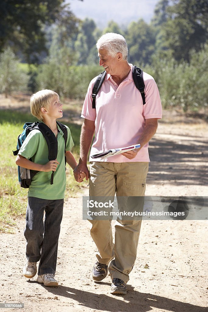 Homem sênior e neto no país caminhada - Foto de stock de Avô royalty-free