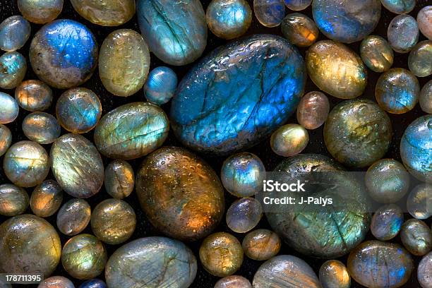 Natural Background Of Labradorite Gemstones Stock Photo - Download Image Now - Aura, Beauty, Beauty In Nature