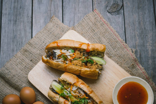 istock Vietnamese sandwich with ham, pate, cilantro, and carrot 1787116622