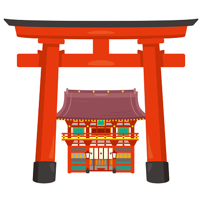 Shrine and torii gate