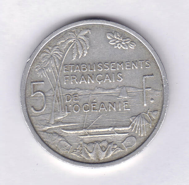Numismatic Coin: 1952 French Oceania 5 Francs KM#4 (67114) Numismatic Coin: 1952 French Oceania 5 Francs KM#4 (MG#67114) 1952 1952 stock pictures, royalty-free photos & images
