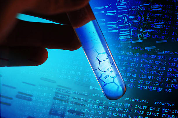 환약 테스트 튜브 및 dna 지문. - drug discovery 뉴스 사진 이미지