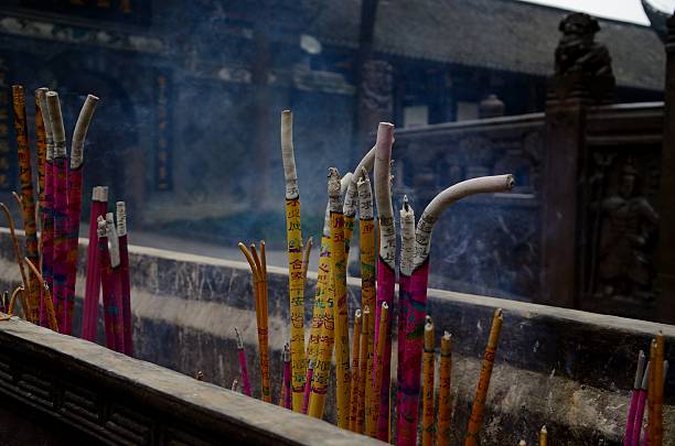 burn incense and worship the gods stock photo