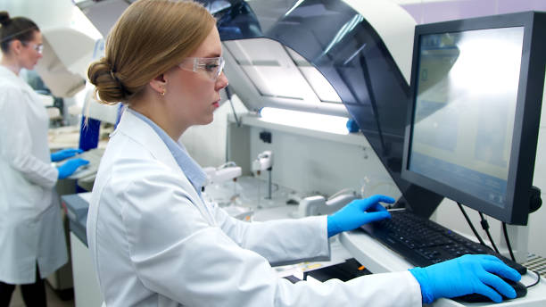 istock Hospital laboratories, automatic biochemical analyzer. The concept of new medical technologies and modern research. 1787161570