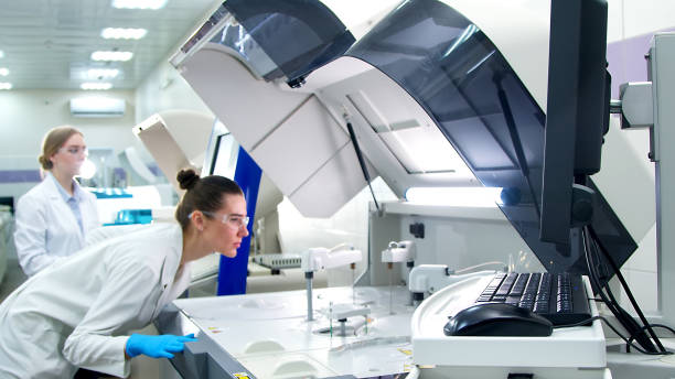 istock Hospital laboratories, automatic biochemical analyzer. The concept of new medical technologies and modern research. 1787161571