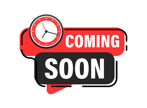Red and Black Coming Soon Countdown Clock Vector Design. Vector illustration