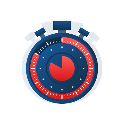 Stopwatch, Timer with Blue and Red Details for Time Management Concepts. Vector illustration