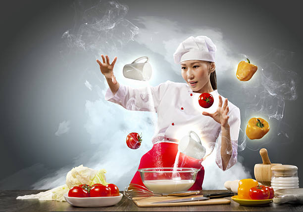 istock Asian female cooking with magic 178717667