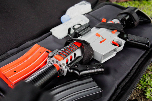 Airsoft gun  in a case stock photo