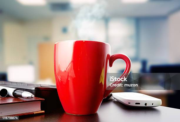 Coffee On A Table In Office Stock Photo - Download Image Now - Mug, Red, Business