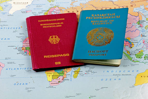 istock ethnic german emigrant   Passports on the map 178720803
