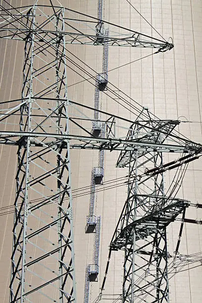 Electricity poles on nuclear Grohnde