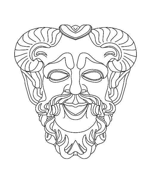Masque de Théâtre grec satyre - Illustration vectorielle