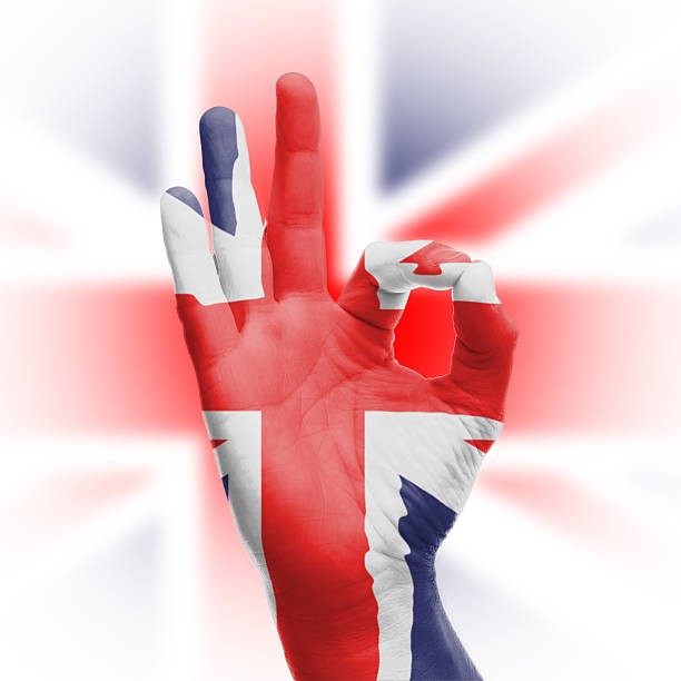 istock Hand OK sign with UK flag 178721998