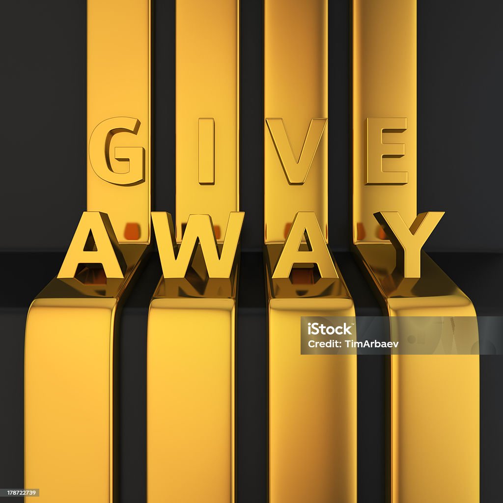 Give Away headline Gold letters GIVE AWAY on golden lines Abstract Stock Photo
