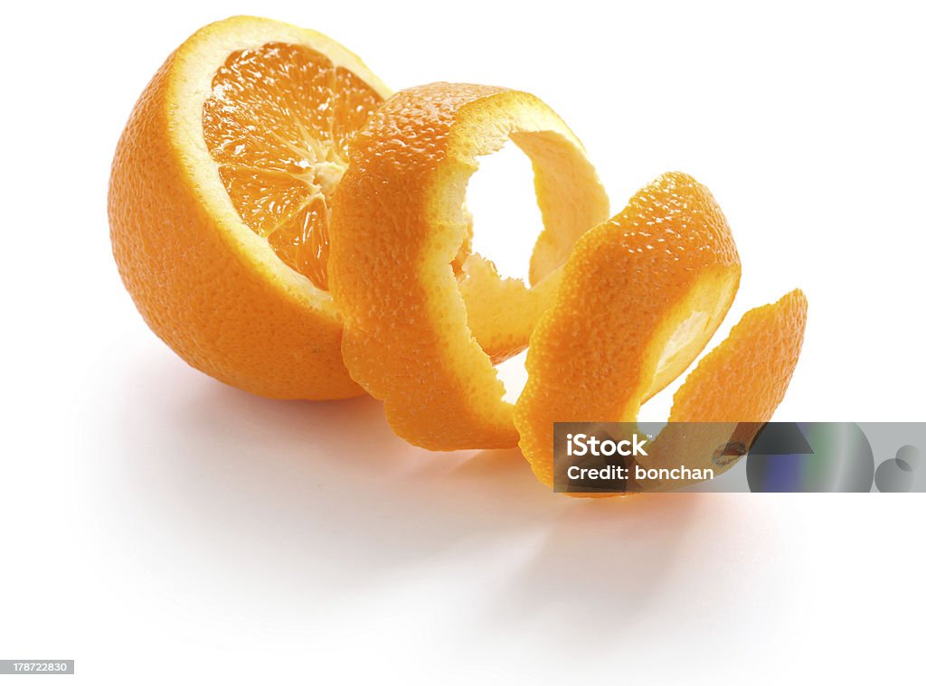 orange peel orange rind, on white background Orange - Fruit Stock Photo
