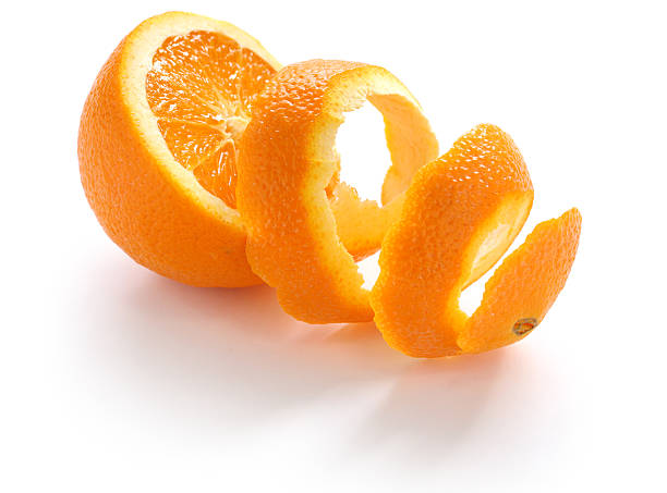 orange peel orange rind, on white background peel plant part stock pictures, royalty-free photos & images