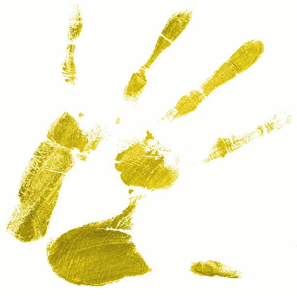 istock hand print with yellow color 178723701