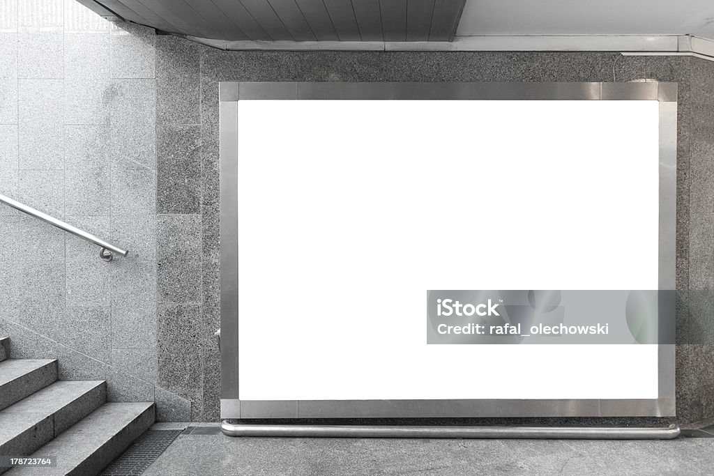 Blank billboard in  hall Blank billboard located in underground hall Advertisement Stock Photo