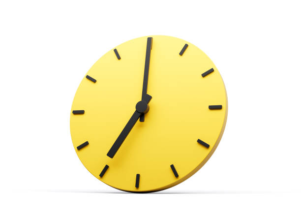 istock 3d Simple Yellow Round Wall Clock 7 O'Clock Seven O'clock On White Background 3d illustration 1787239967