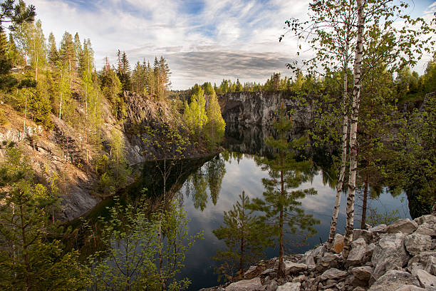 istock Marble canyon  with trees, lit by the setting sun. 178724358