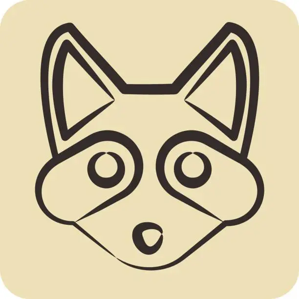 Vector illustration of Icon Racoon. related to Animal Head symbol. hand drawn style. simple design editable