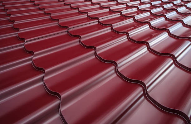 Steel roof painted in red color.