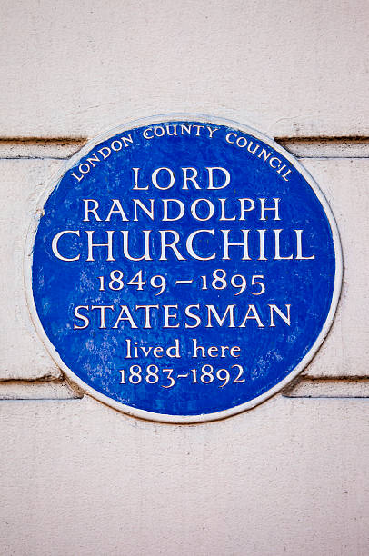 Lord Randolph Churchill Blue Plaque in London Blue plaque marking the former residence of Lord Randolph Churchill - British Statesman and father of Sir Winston Churchill. winston churchill prime minister stock pictures, royalty-free photos & images