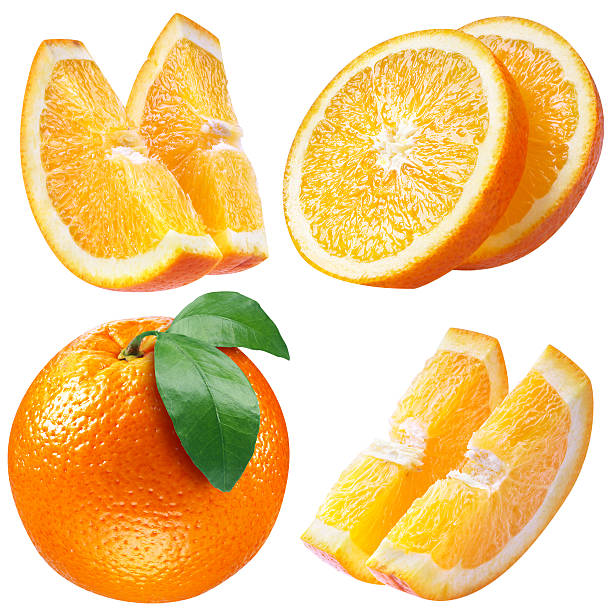 istock orange fruits with leaf and slices isolated. collection. clipping path 178726147